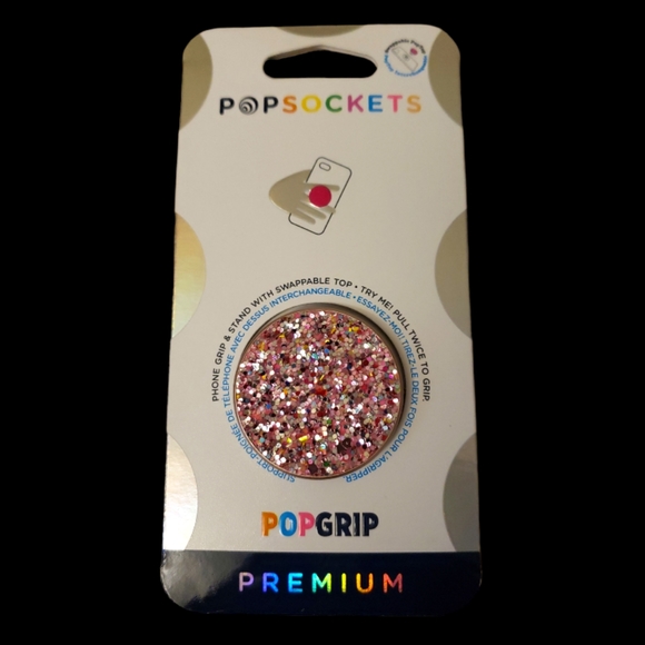 PopSocket Cell Phones & Accessories Popsockets Premium Popgrip Sparkle Rosebud Pink Grip